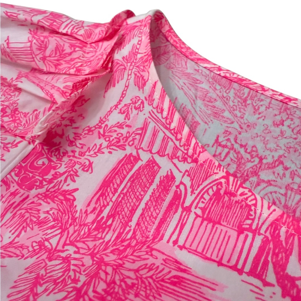 Lilly Pulitzer Vibrant Pink Blouse with Puff Sleeves - Picture 5 of 9